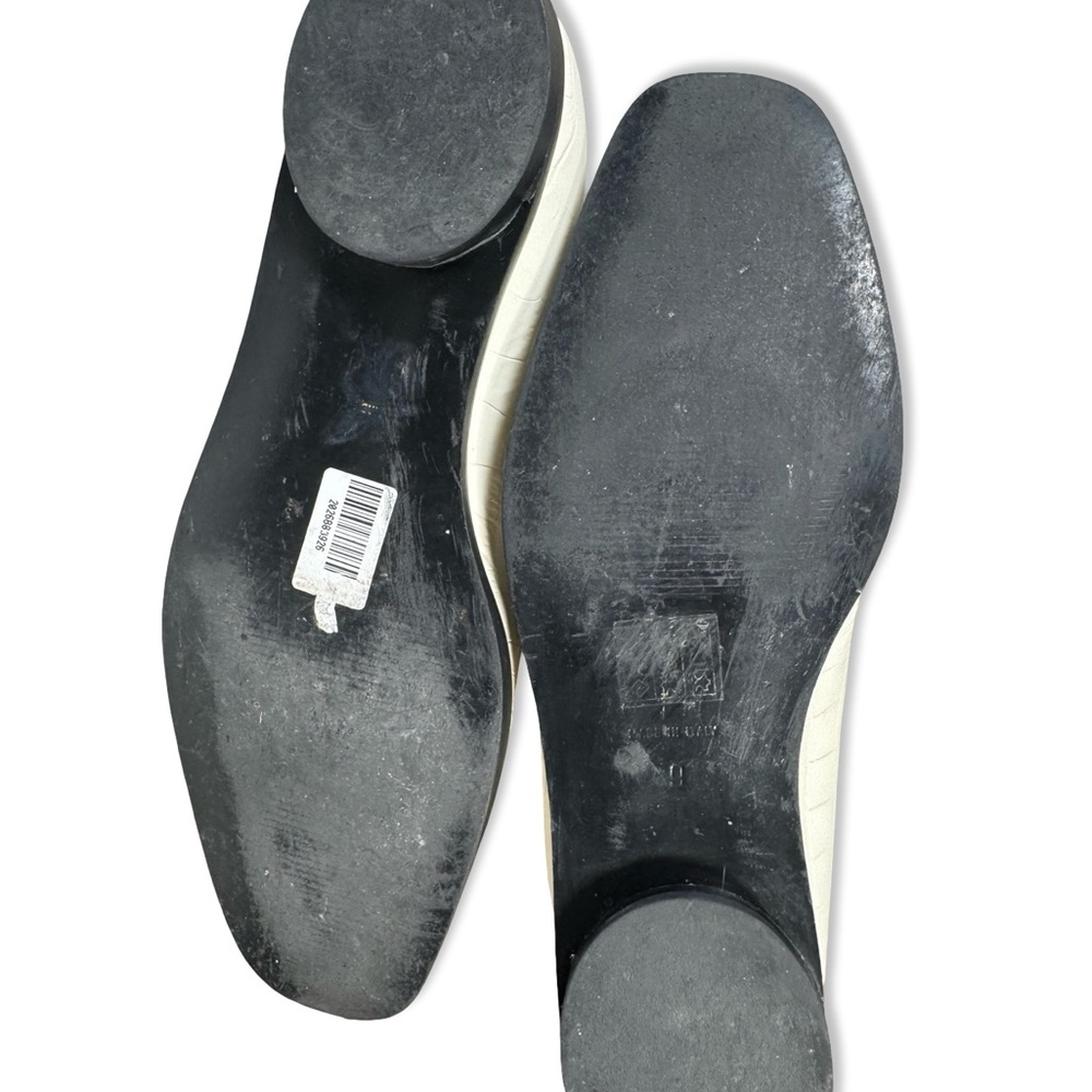 Everlane Square Toe  Oxfords Loafers Bone White Embossed Croc genuine leather - Picture 7 of 8